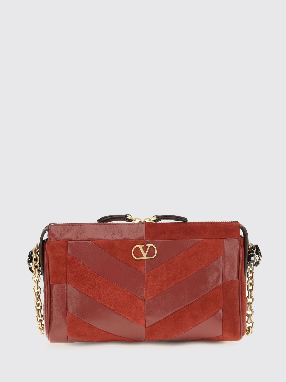 panthea suede crossbody bag with vlogo and rhinestones