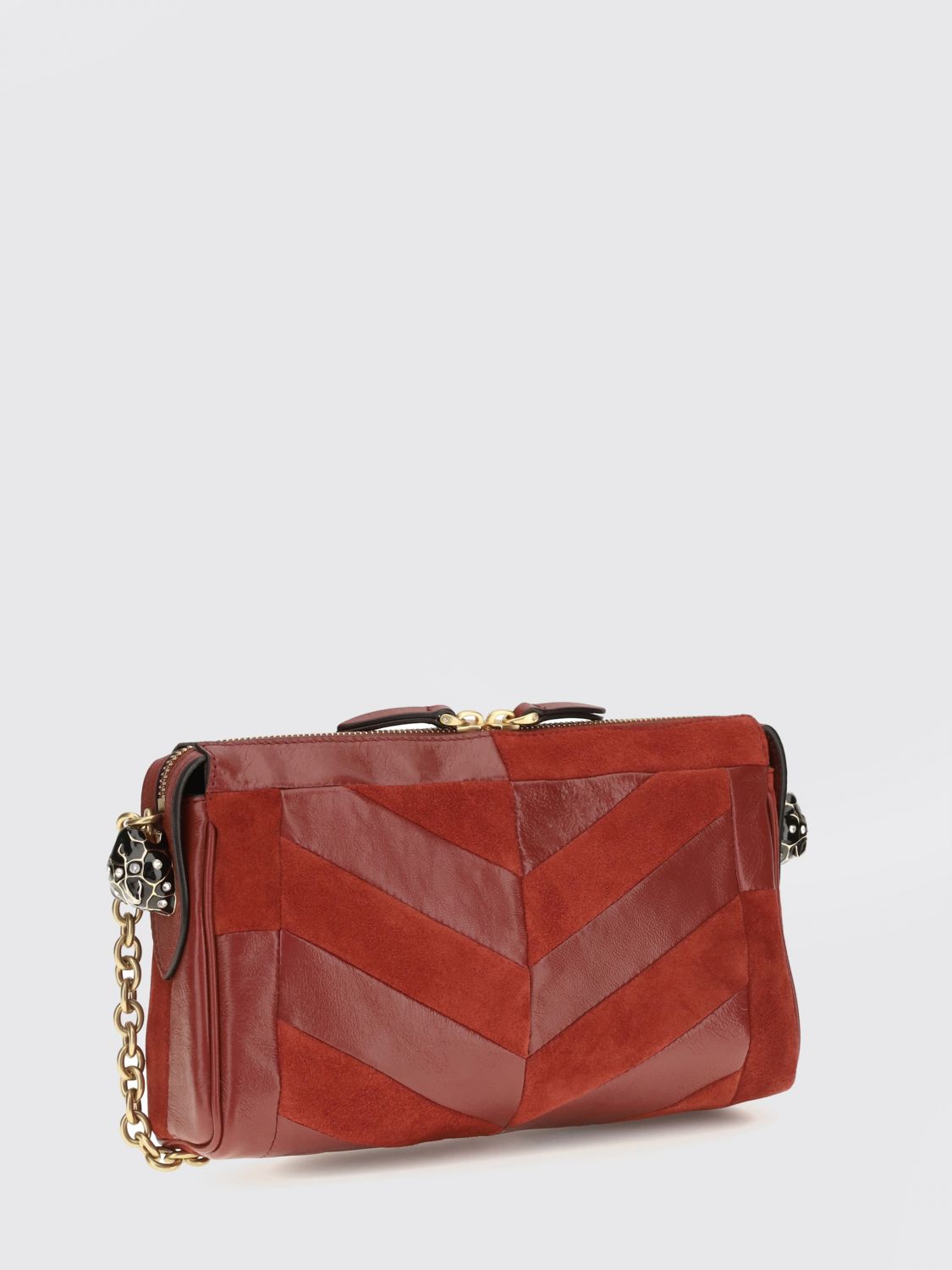 panthea suede crossbody bag with vlogo and rhinestones