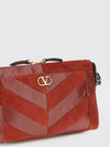 panthea suede crossbody bag with vlogo and rhinestones