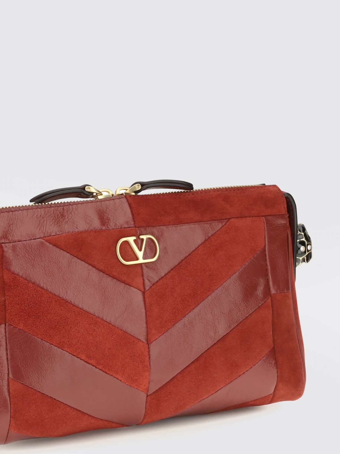 panthea suede crossbody bag with vlogo and rhinestones