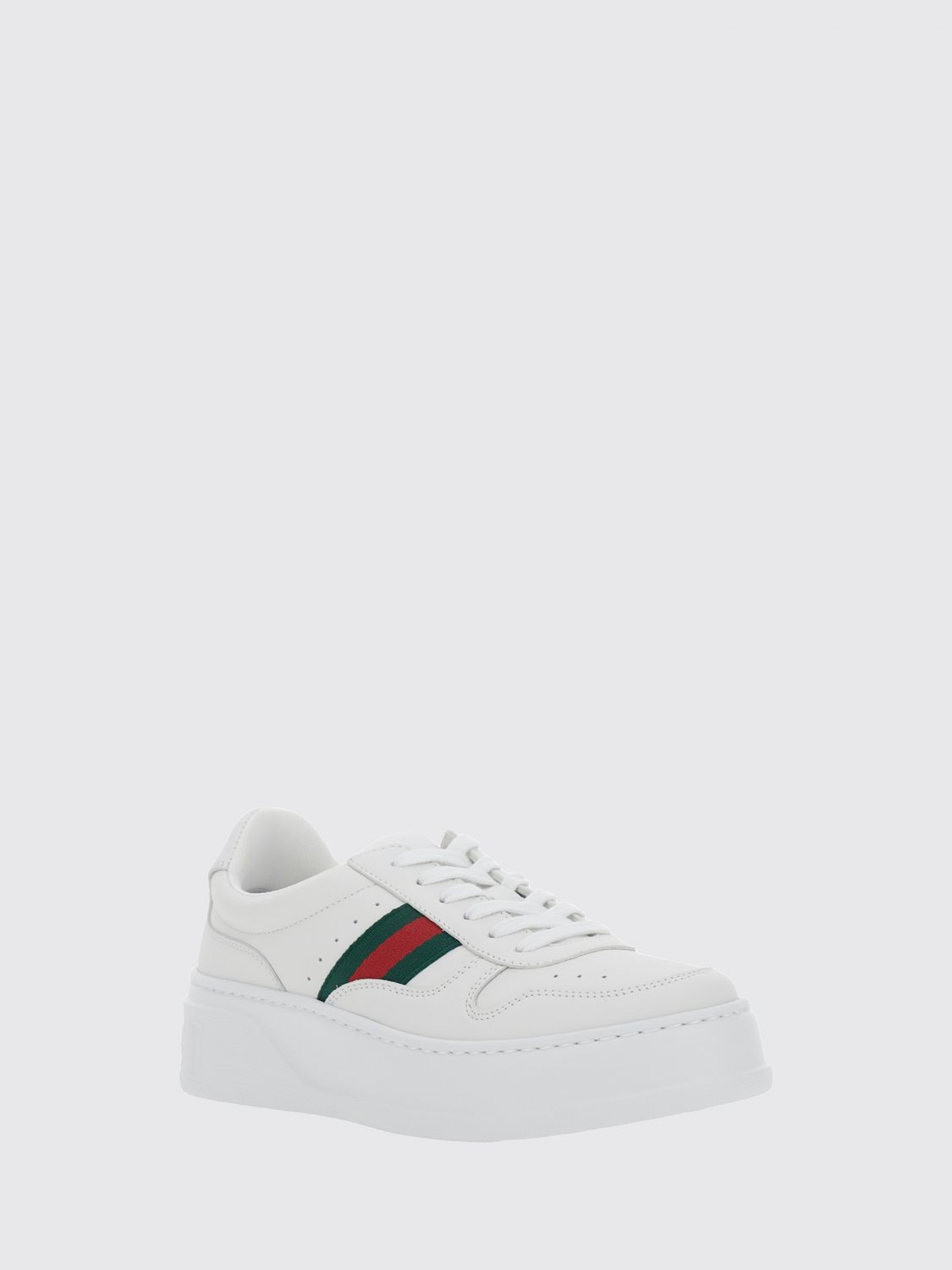 low-top platform sneakers in calf leather with web stripe