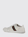 stretch leather sneakers with web detail and distressed effect