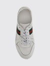stretch leather sneakers with web detail and distressed effect