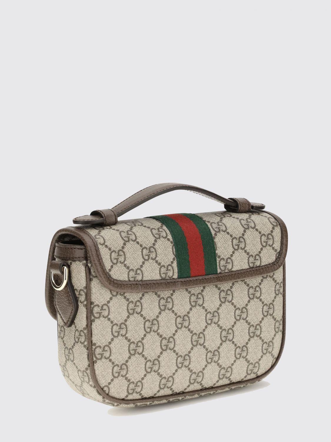 small ophidia shoulder bag in gg supreme canvas with web stripe