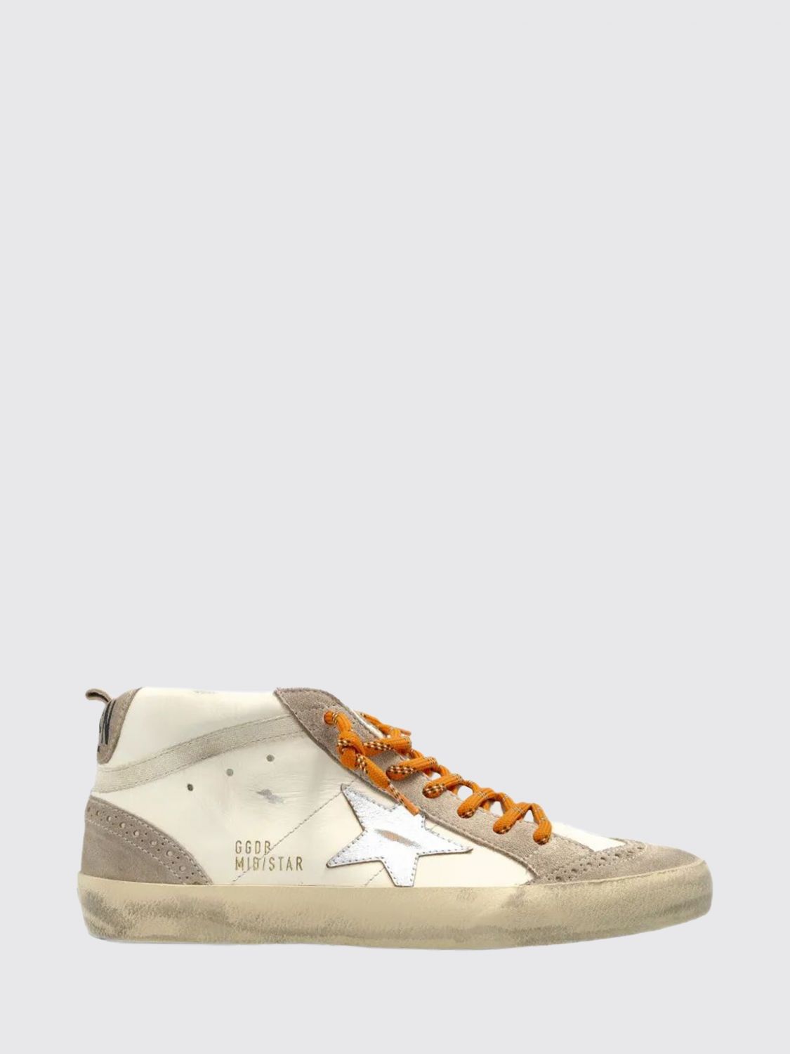 mid-star mid-top trainers in leather and suede with brogue detailing