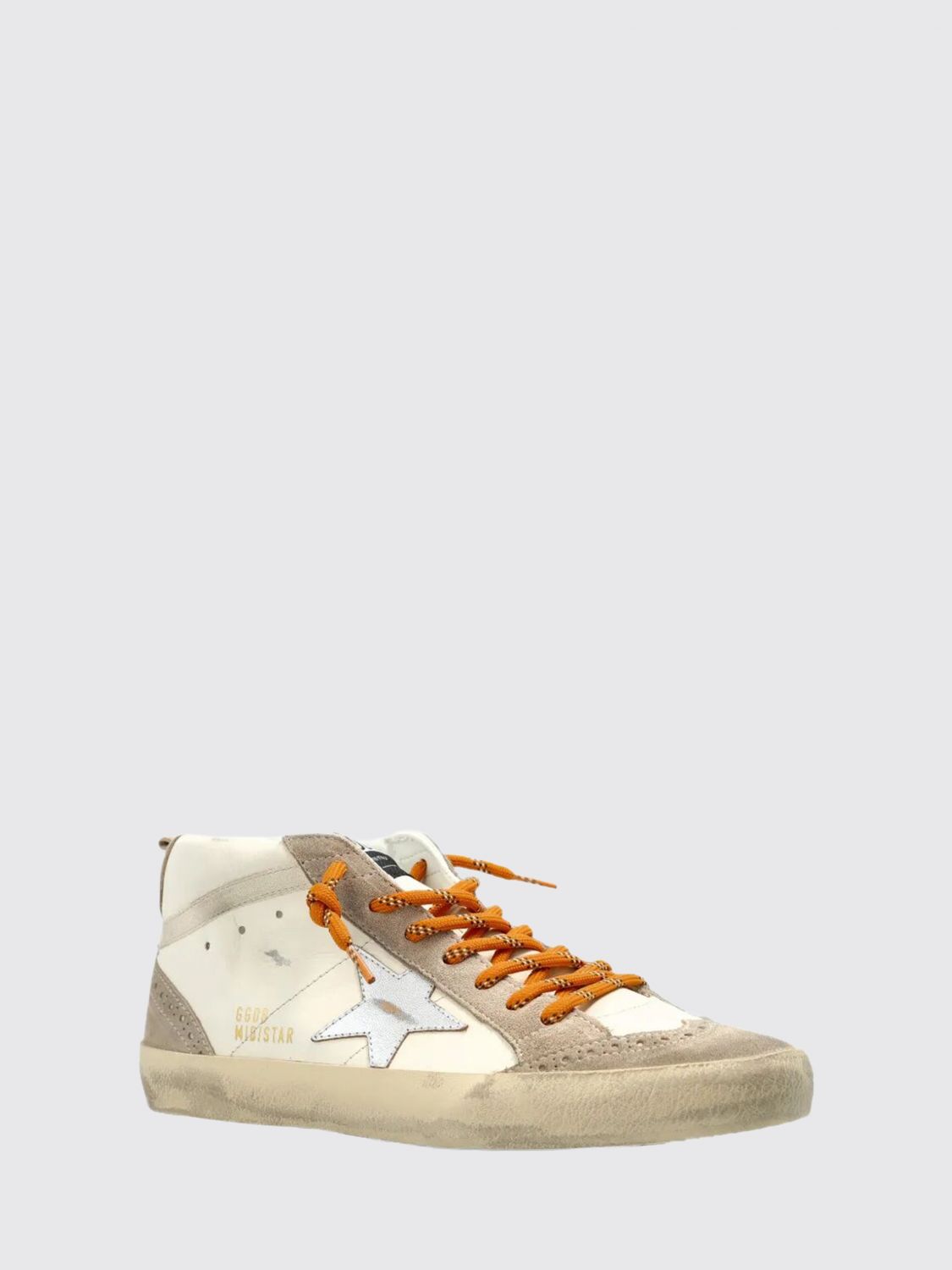 mid-star mid-top trainers in leather and suede with brogue detailing