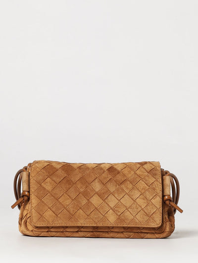 notturno intrecciato suede calfskin shoulder bag with knotted strap