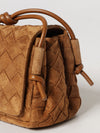 notturno intrecciato suede calfskin shoulder bag with knotted strap