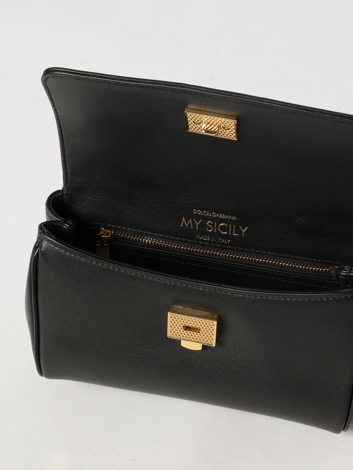 my sicily mini handbag in leather with logo charm
