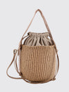 woody mini bucket bag chloé in raffia with jacquard logo