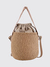 woody mini bucket bag chloé in raffia with jacquard logo