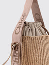 woody mini bucket bag chloé in raffia with jacquard logo