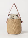 woody mini bucket bag chloé in raffia with jacquard logo