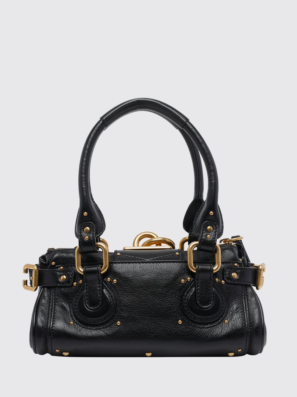 paddington handbag chloé in leather with padlock and studs