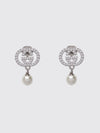 pendant earrings in brass with synthetic pearls and rhinestone gg logo