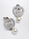 pendant earrings in brass with synthetic pearls and rhinestone gg logo