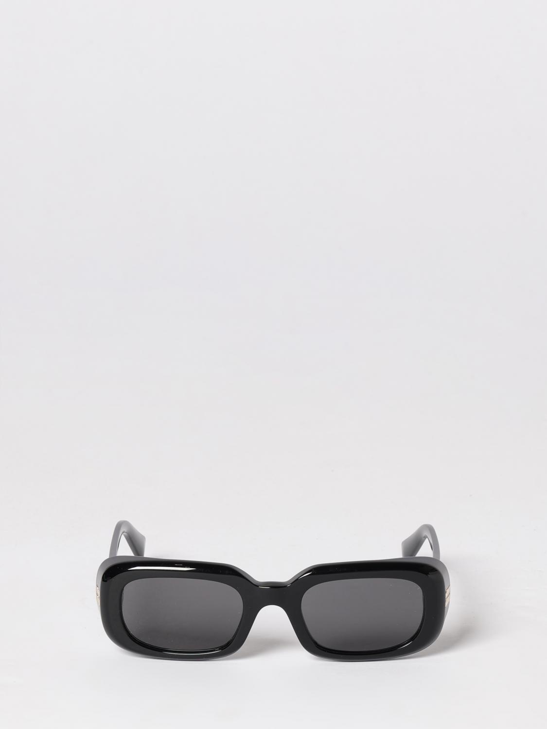 rectangular frame acetate sunglasses with contrast logo