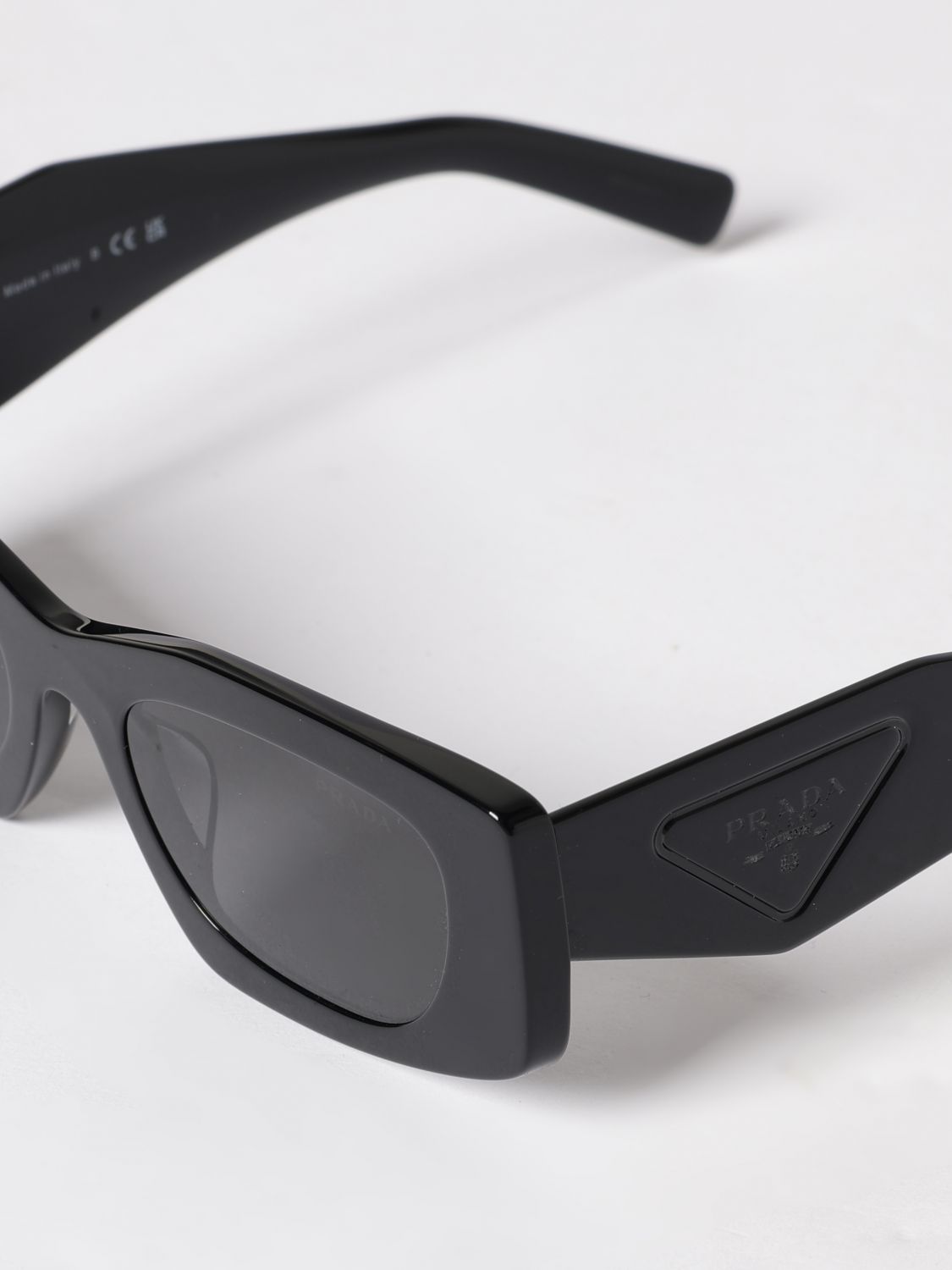 black acetate sunglasses with nylon lenses and tone-on-tone logo