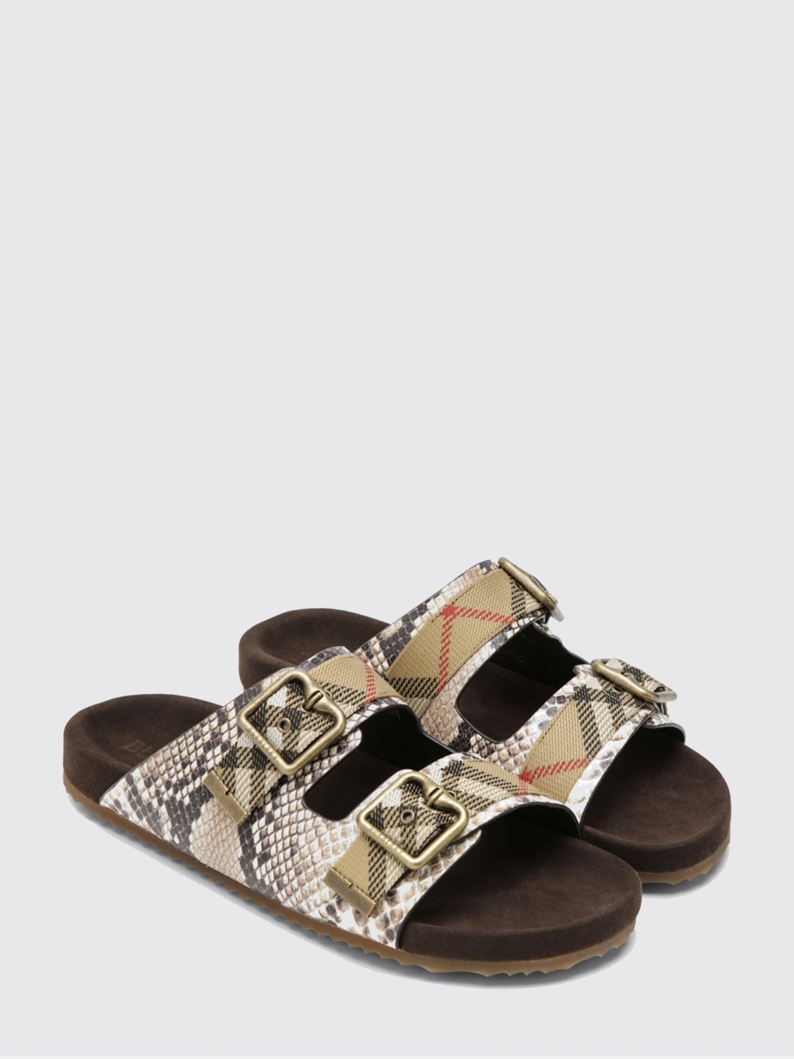 urchin low-heeled sandals in python-print calfskin leather