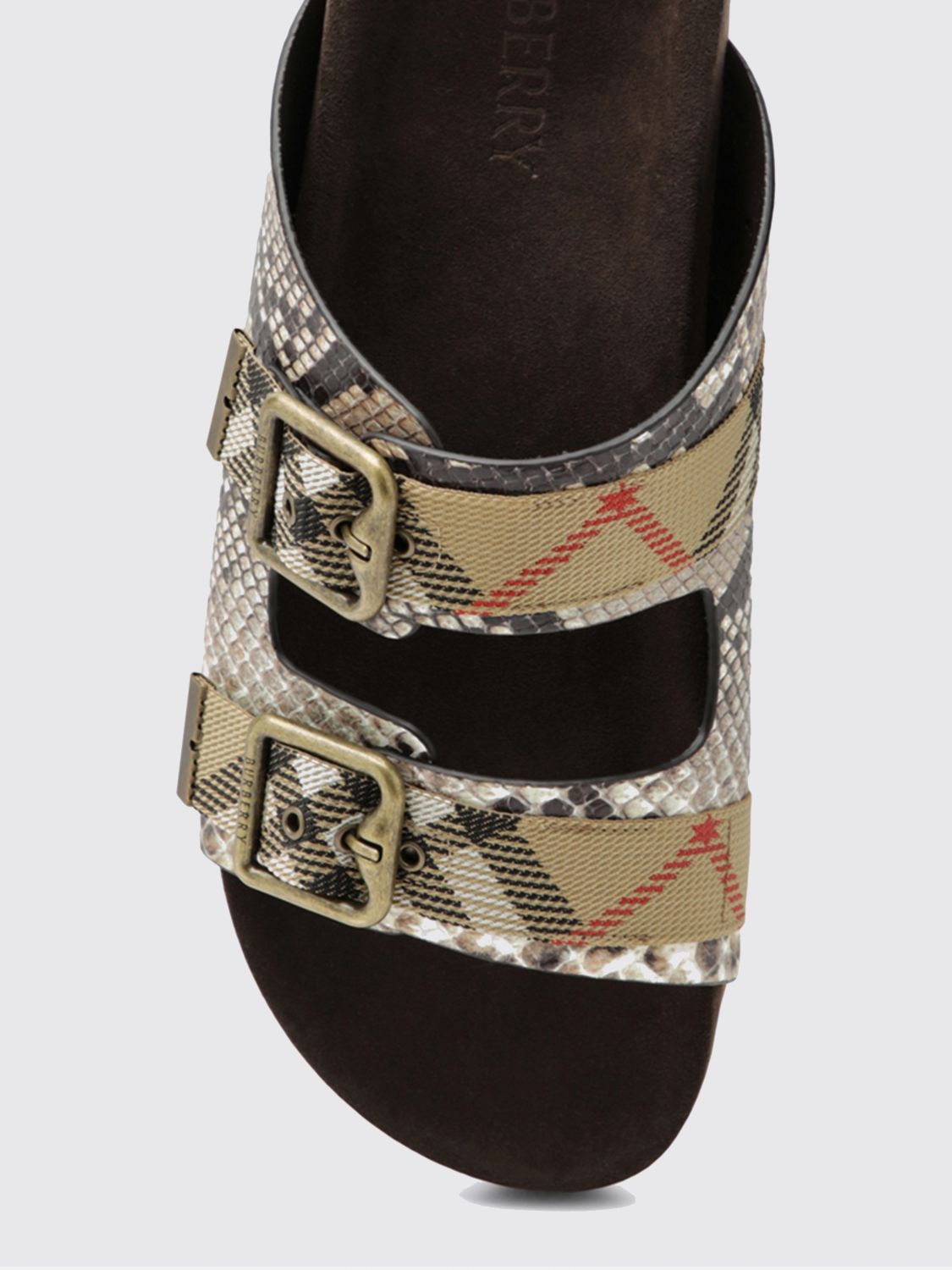 urchin low-heeled sandals in python-print calfskin leather