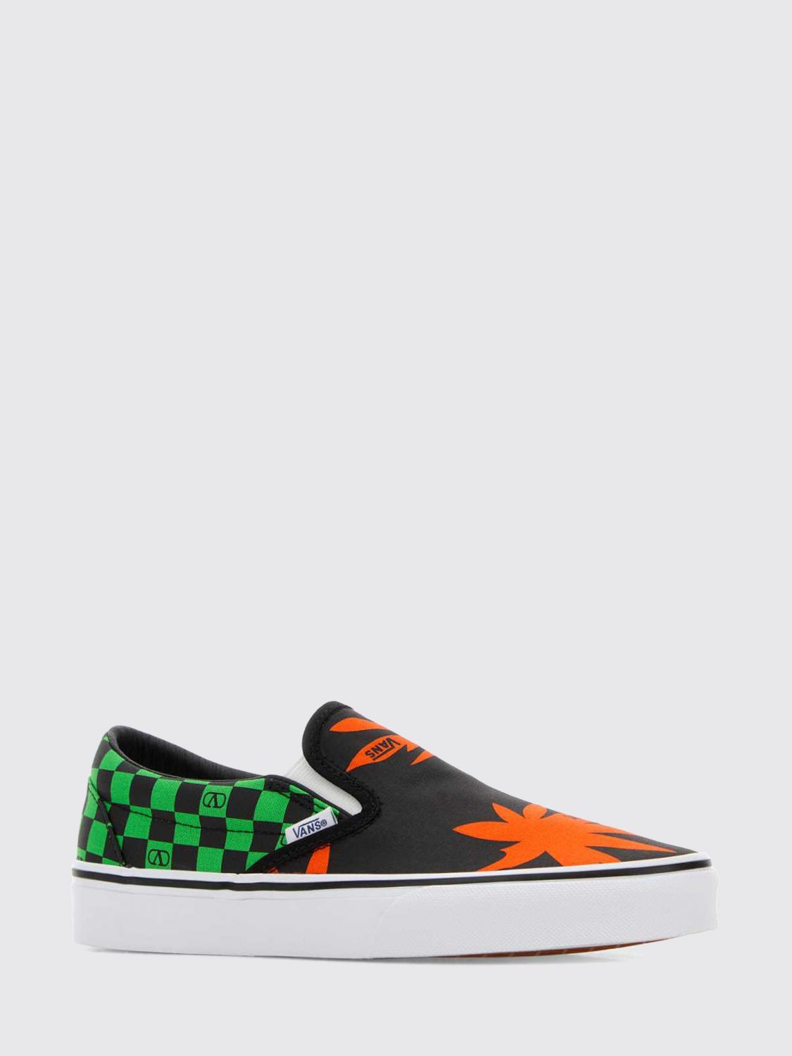 x vans checkered floral print canvas slip-on sneakers