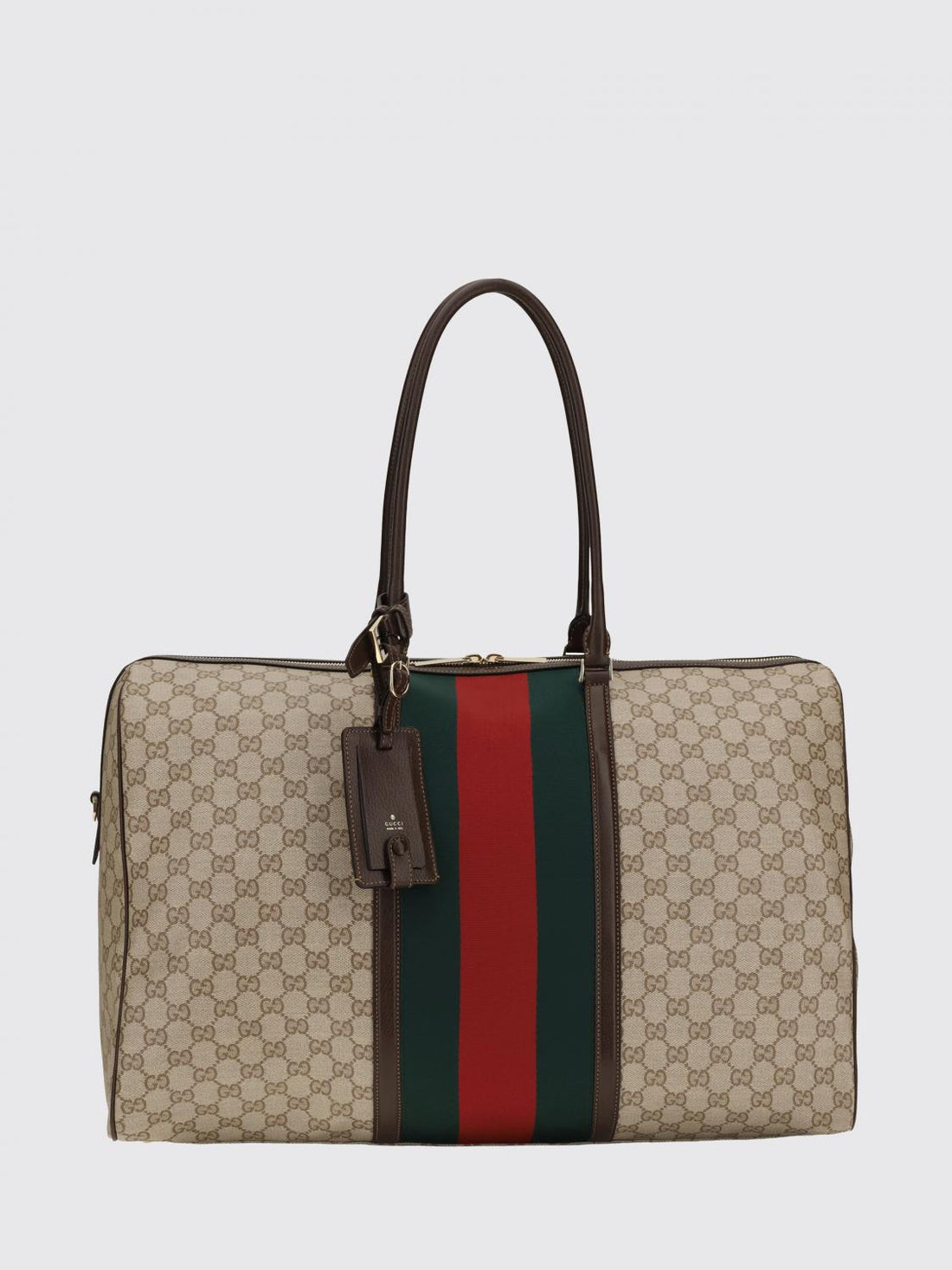 GUCCI OS gg monogram fabric travel bag with leather handles
