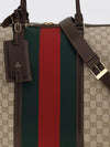 gg monogram fabric travel bag with leather handles