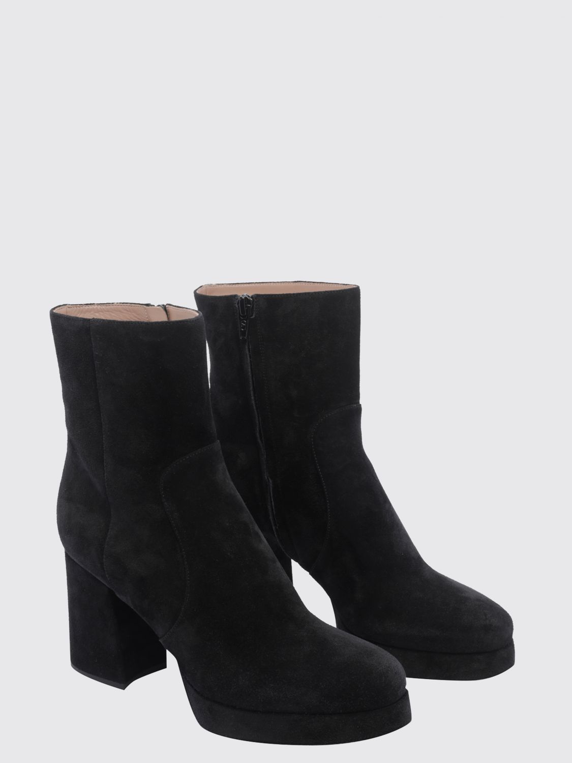 calfskin ankle boots with high heel and platform