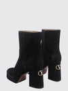 calfskin ankle boots with high heel and platform