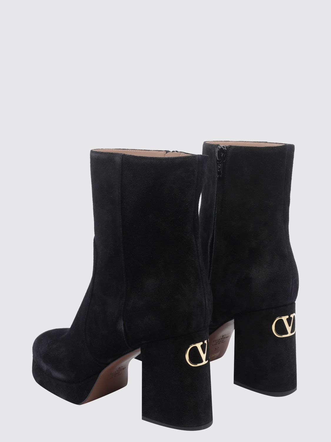 calfskin ankle boots with high heel and platform