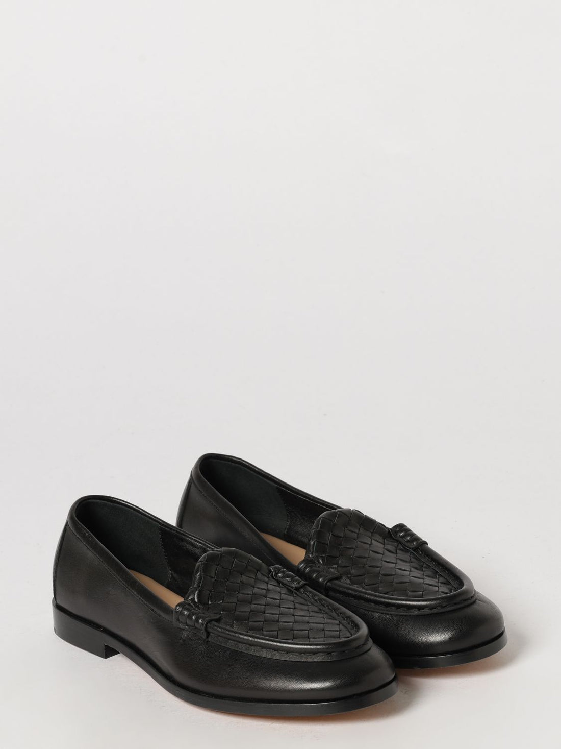 BOTTEGA VENETA 36 silenzio intrecciato leather loafers with low heel