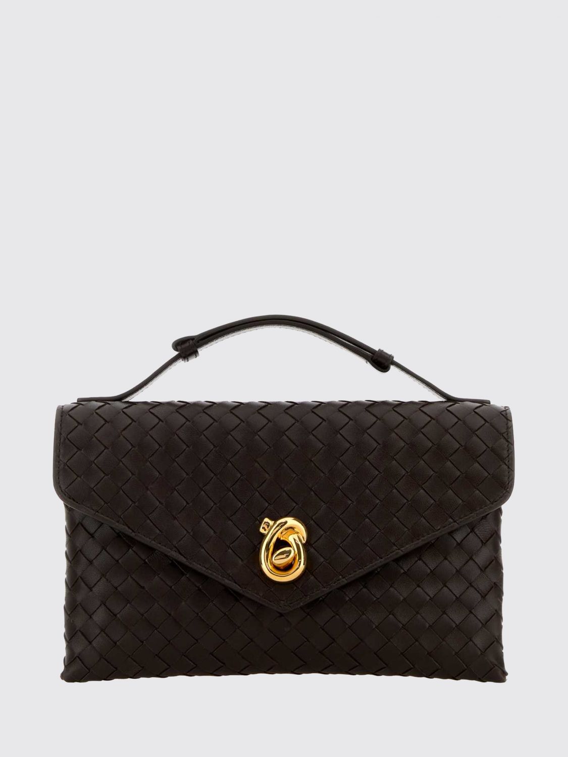 small knot lock intrecciato leather top handle bag