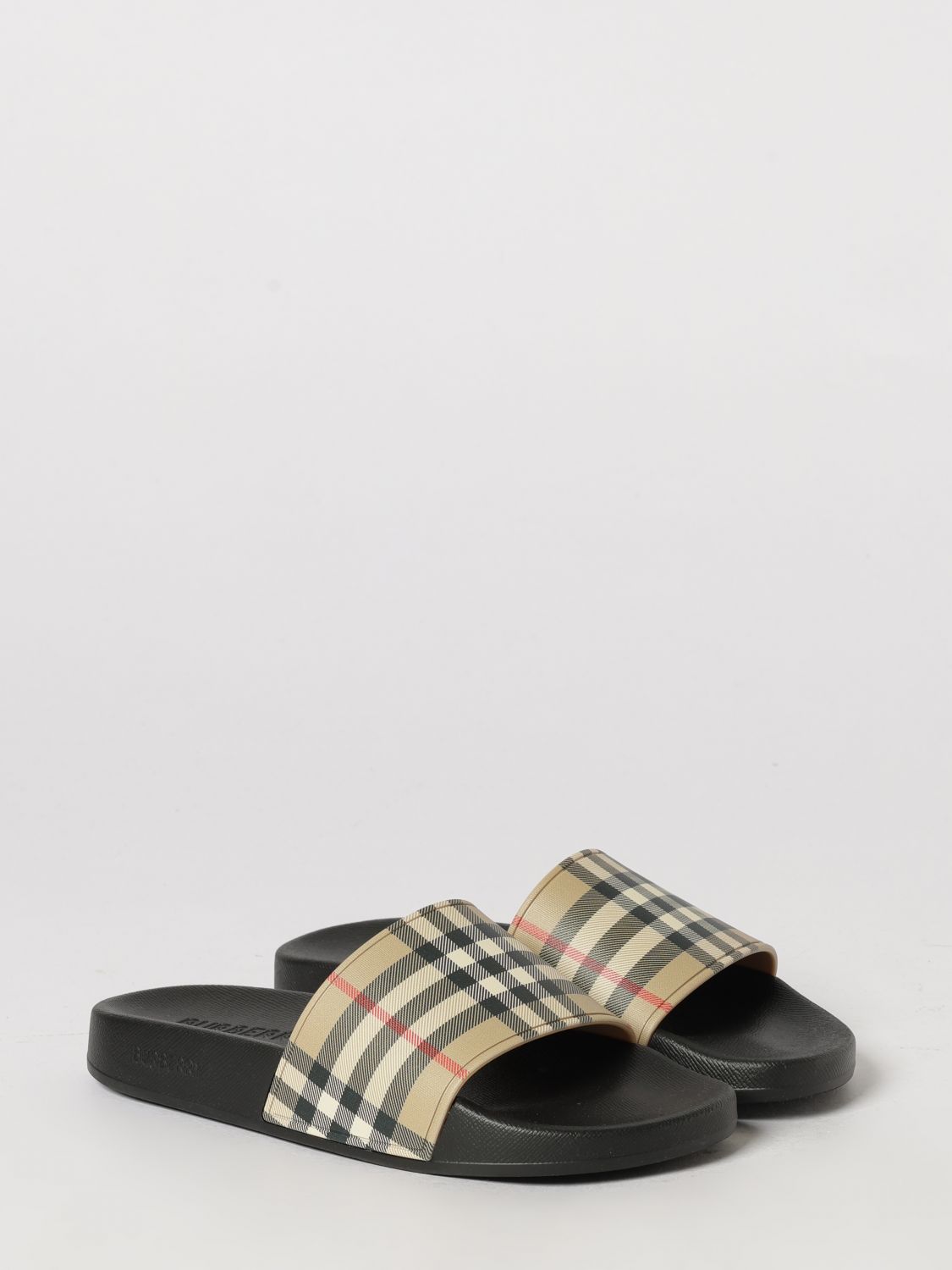 vintage check rubber slides