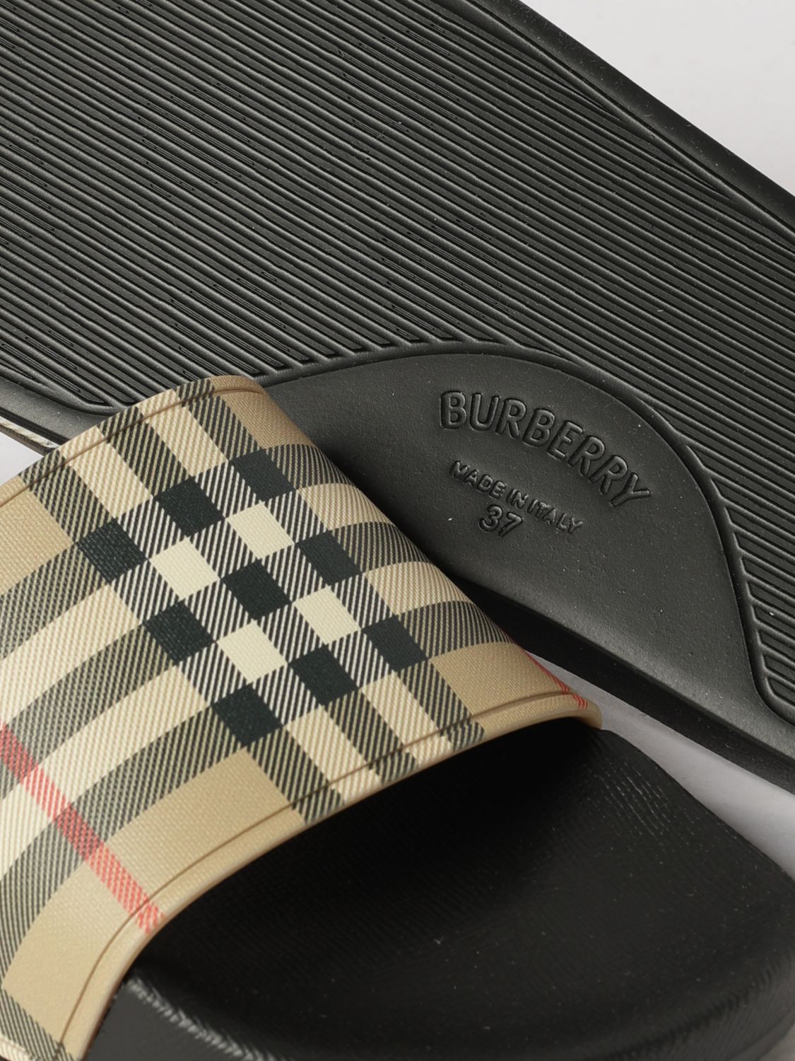 vintage check rubber slides