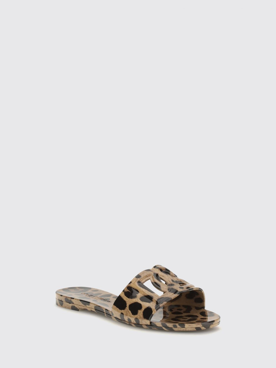 DOLCE &amp; GABBANA 36 animal-print rubber slides with dg monogram