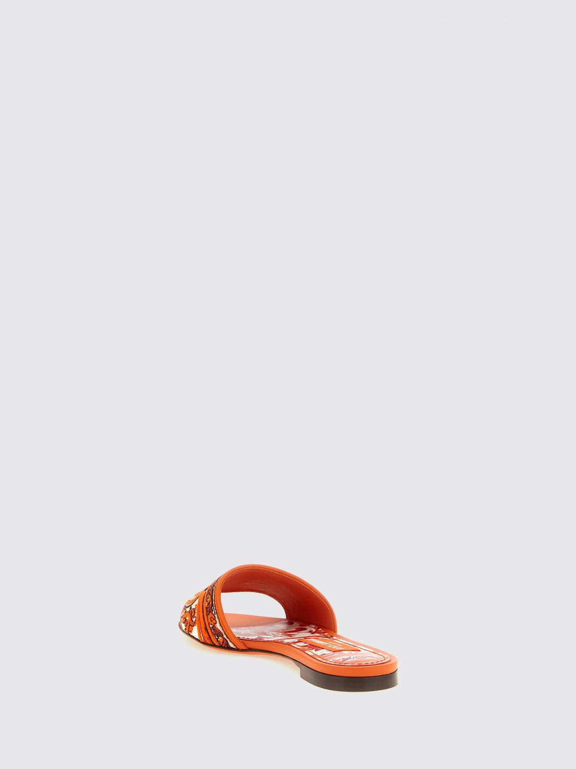 majolica-print cotton flat sandals with embroidered logo