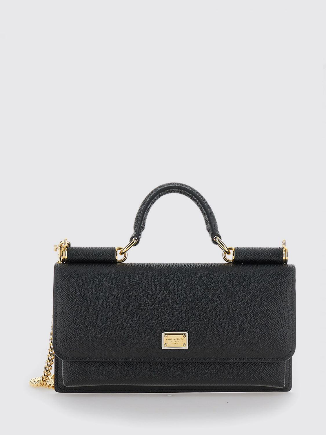 grained leather mini handbag with chain shoulder strap