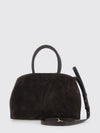 hug suede handbag with double handle and shoulder strap