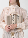 woody small handbag chloé in linen and cotton with logo print
