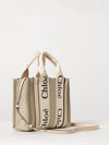 woody small handbag chloé in linen and cotton with logo print
