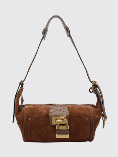 paddington shoulder bag chloé in calfskin leather with padlock