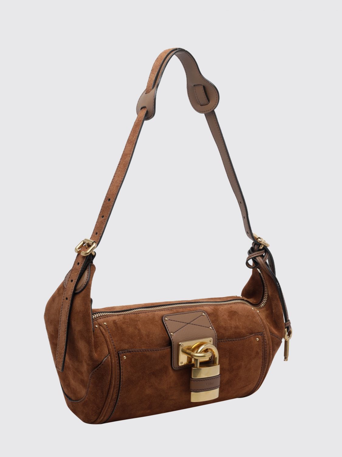 paddington shoulder bag chloé in calfskin leather with padlock