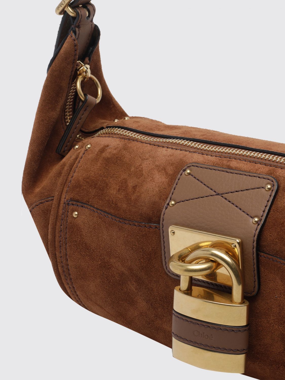 paddington shoulder bag chloé in calfskin leather with padlock