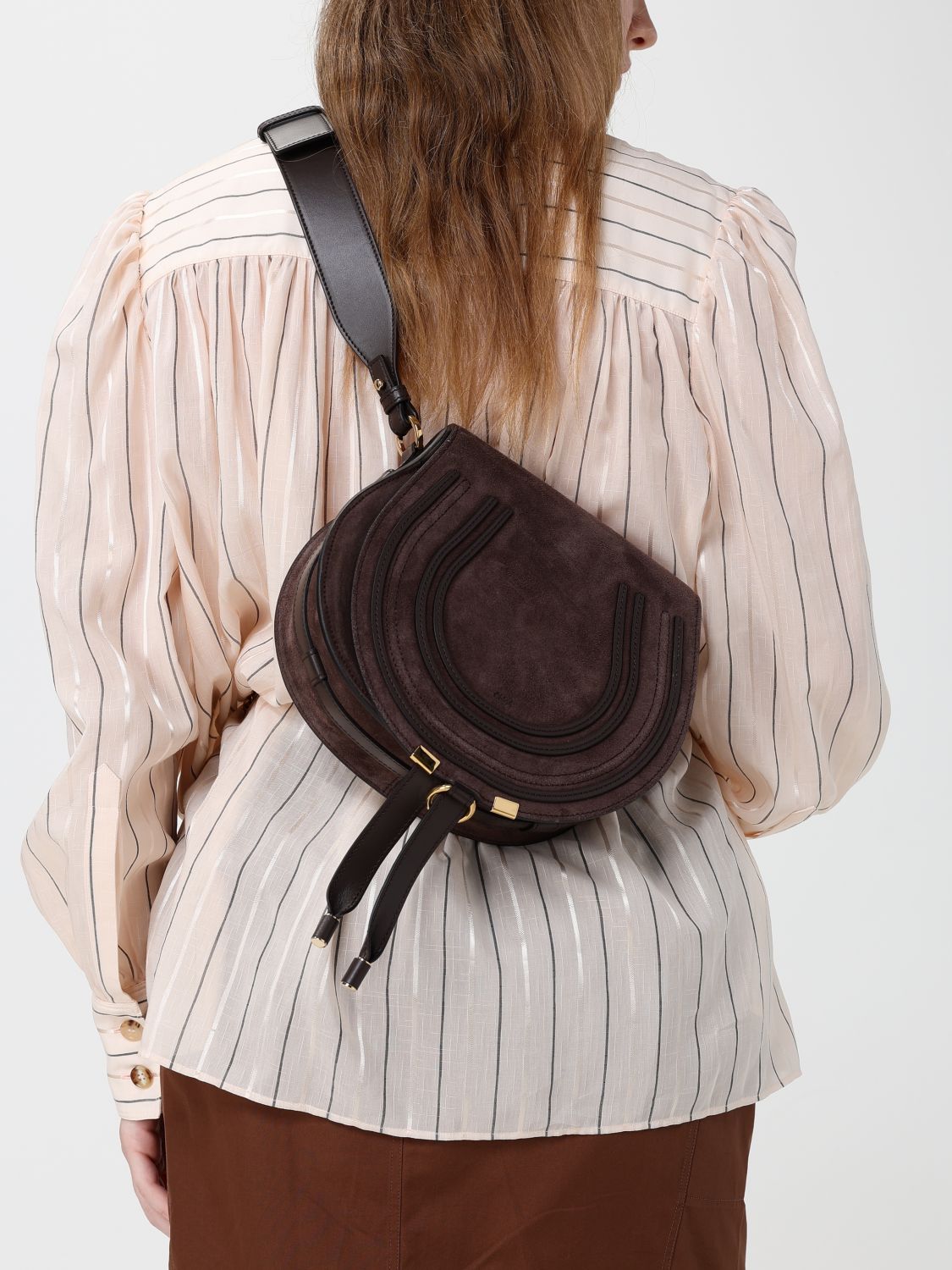 marcie mini crossbody bag chloé in suede calfskin