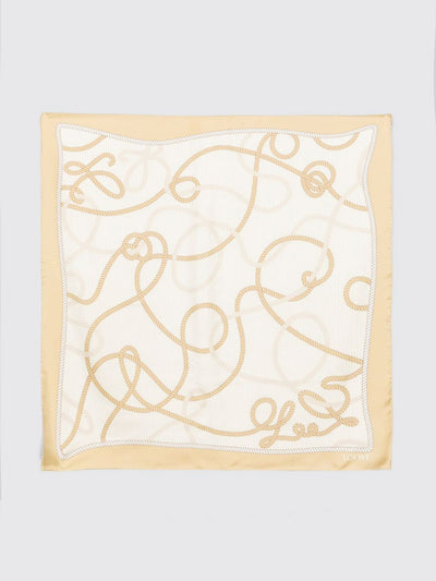 square scarf in pure silk with a contrasting graphic logo print