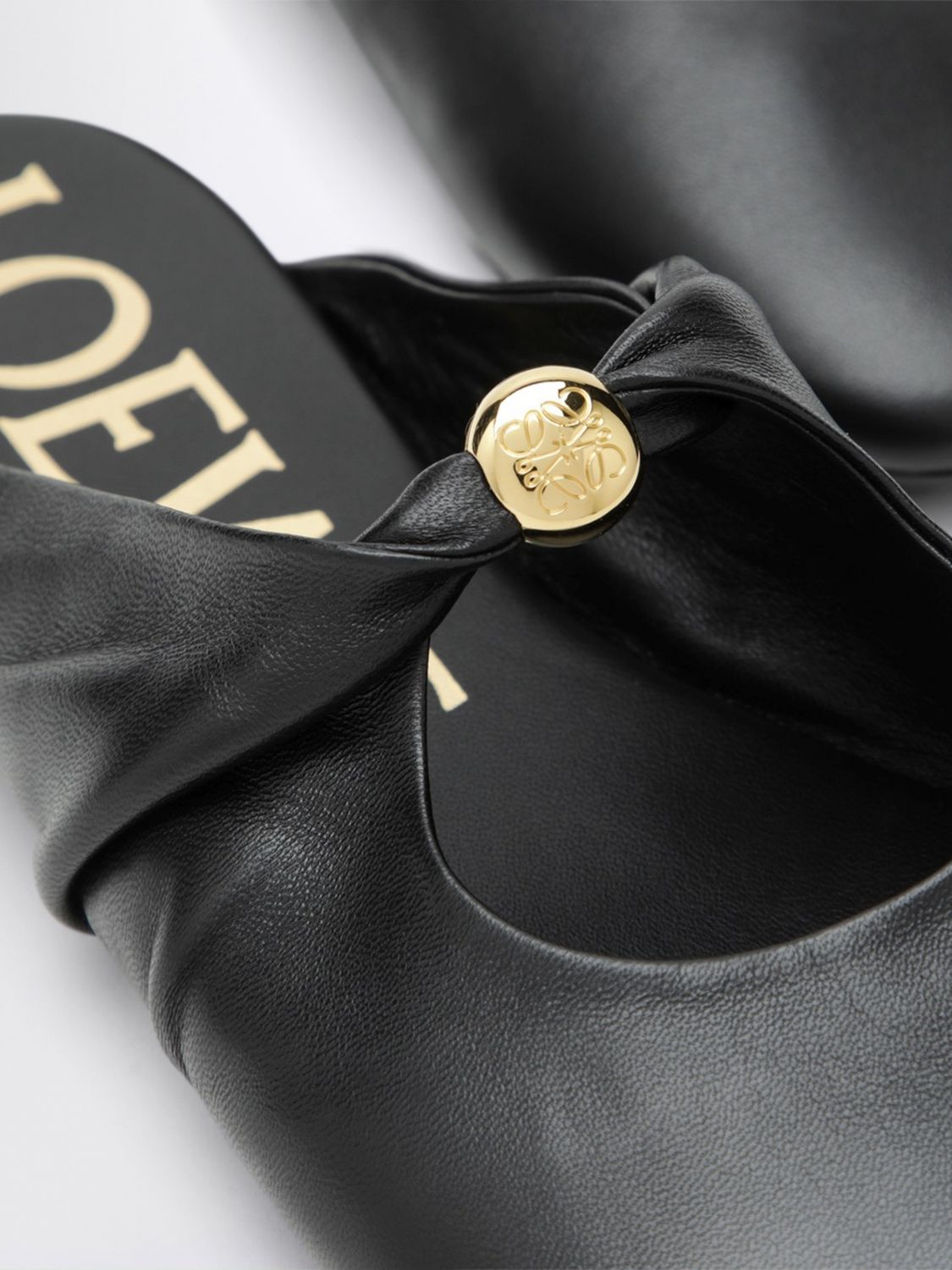 pebble draped nappa leather mules