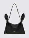 calfskin leather shoulder bag with knot detail and adjustable handle