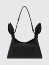calfskin leather shoulder bag with knot detail and adjustable handle