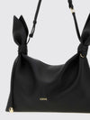 calfskin leather shoulder bag with knot detail and adjustable handle