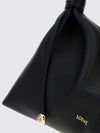 calfskin leather shoulder bag with knot detail and adjustable handle